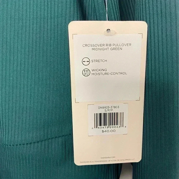 Danskin Crossover Rib Pullover Midnight Green - Picture 5 of 6